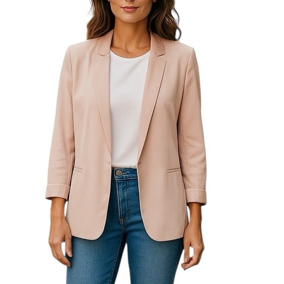 H&M Blazer Pale Pink Open Front Blazer Size 12 - Picture 1 of 7